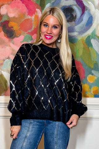 Sparkle All The Way Sweater In Black