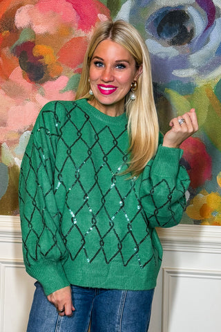 Sparkle All The Way Sweater In Emerald
