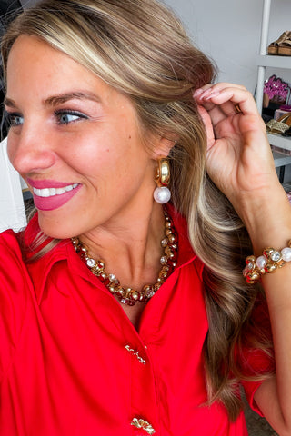 Timeless Pearl Hoop Drop Earrings