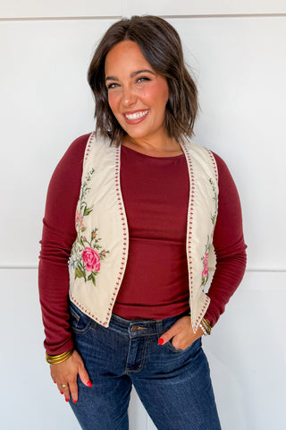 Timeless Bloom Embroidered Vest