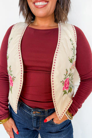 Timeless Bloom Embroidered Vest