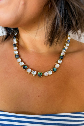 Blushing Brilliance Necklace in Blue