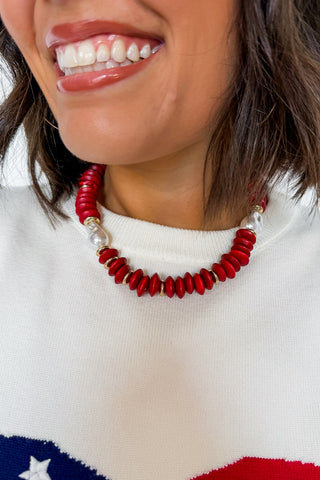 Chic Pearl Disc Necklace