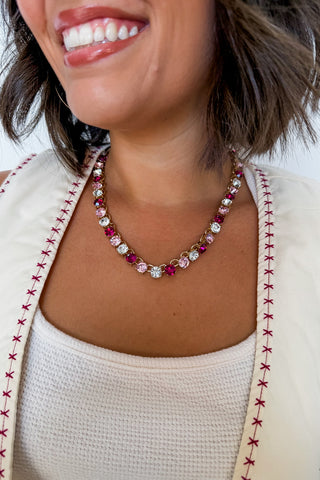 Blushing Brilliance Necklace in Multi Pink