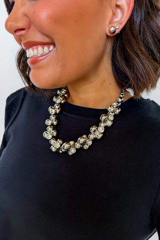 Luxe Crystal Bead Necklace & Stud Earring Set in Rhinestone
