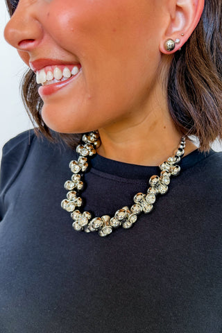 Luxe Crystal Bead Necklace & Stud Earring Set in Rhinestone