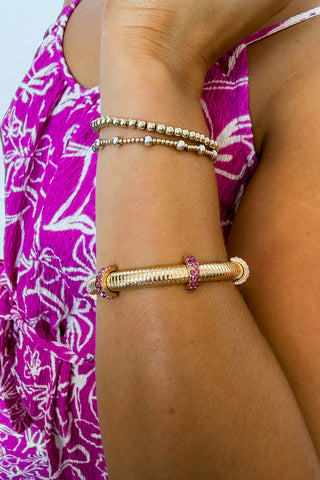 Golden Charm Stack Bracelet in Pink