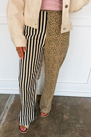 Mix It Up Pants in Stripes & Leopard Print