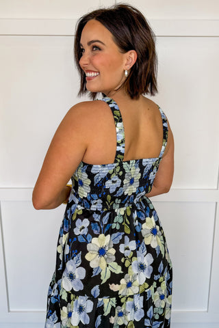 Midnight Garden Affair Midi Dress