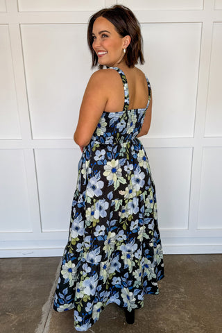 Midnight Garden Affair Midi Dress