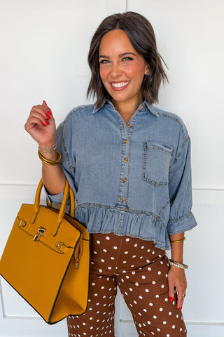 Easy Breeze Denim Peplum Top