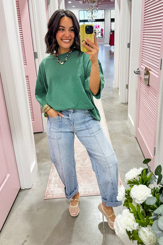 Hot Pink Deal - Back For More Basic Top in Green