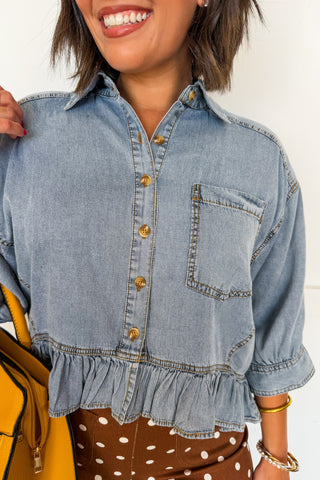 Easy Breeze Denim Peplum Top