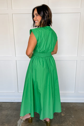 Best Selling Krissy Zip-Up Midi Dress in Green