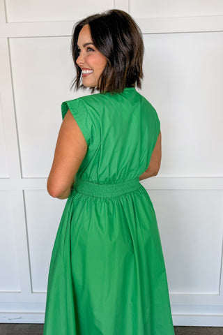 Best Selling Krissy Zip-Up Midi Dress in Green
