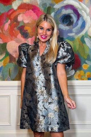 Silver Petal Mini Dress