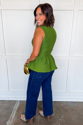 The Charm Peplum Top in Olive
