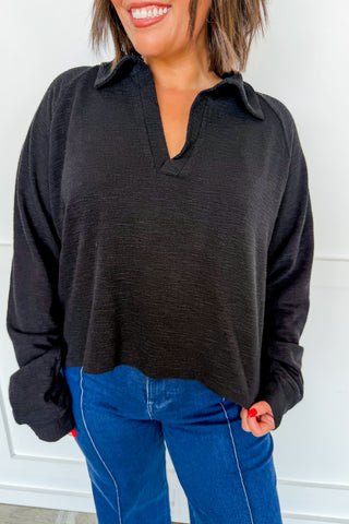 Always Ready Collared Top in Black
