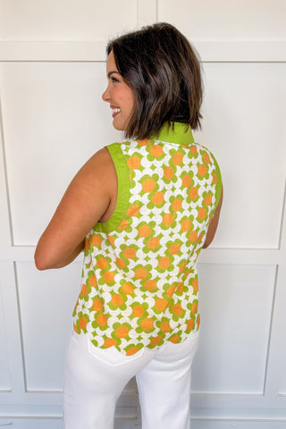 Groovy Bloom Sleeveless Top in Lime