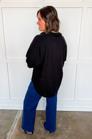 Always Ready Collared Top in Black