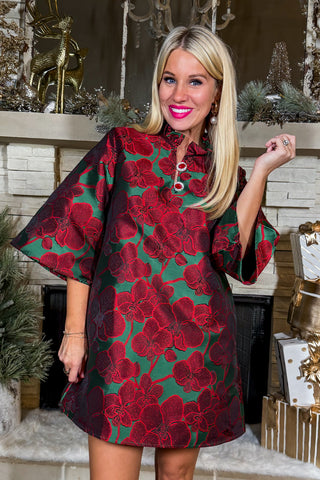 Red & Green Orchid Dress by Brianna Cannon