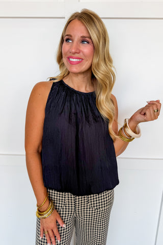 The Mary Bubble Hem Top in Black