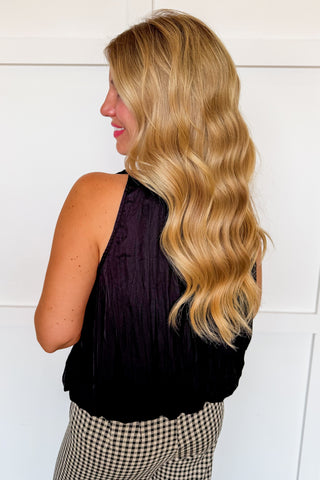The Mary Bubble Hem Top in Black