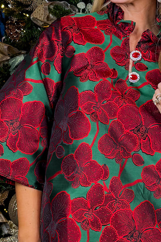 Red & Green Orchid Dress by Brianna Cannon