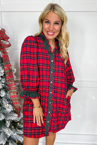 Mistletoe Moments Red Plaid Short Dress