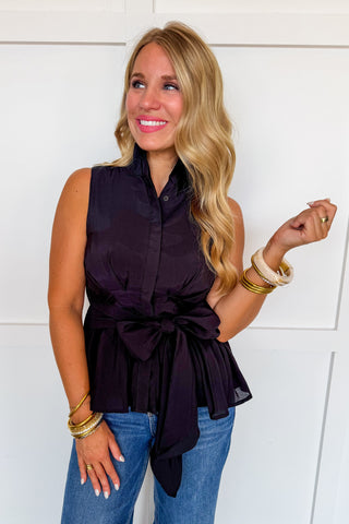 The Willow Waist Tie Top in Black