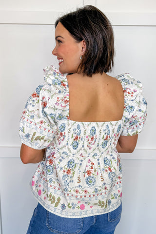 Heirloom Garden Charm Top in Cream