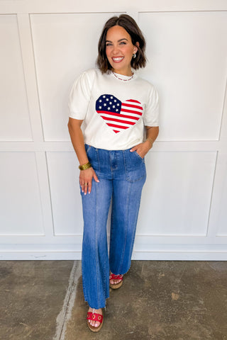 I Love The Usa Heart Sweater