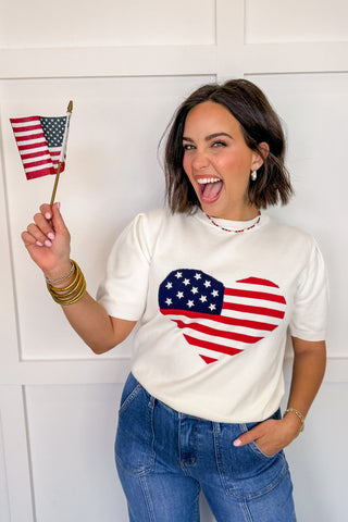 I Love The Usa Heart Sweater