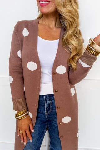 Cozy In Dots Long Cardigan