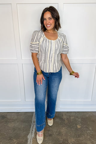 Vintage Charm Button Front Top