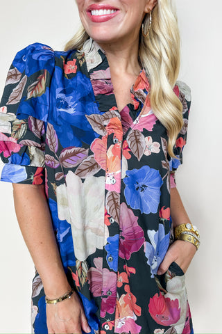 Midnight Bloom Knee Length Dress