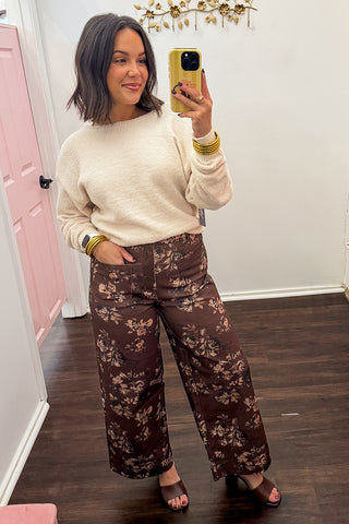 Blossom & Shade Floral Cropped Pant in Chocolate