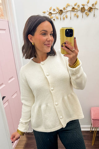 Vanilla Cloud Peplum Cardigan Top