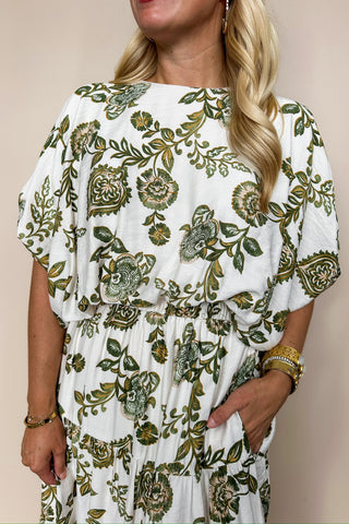 The Sonoma Olive & White Matching Skirt Set