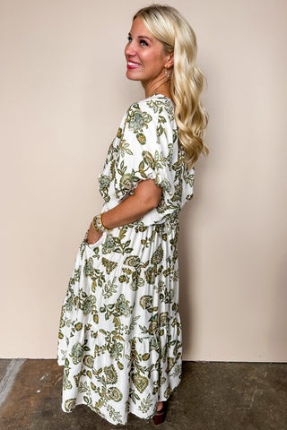 The Sonoma Olive & White Matching Skirt Set