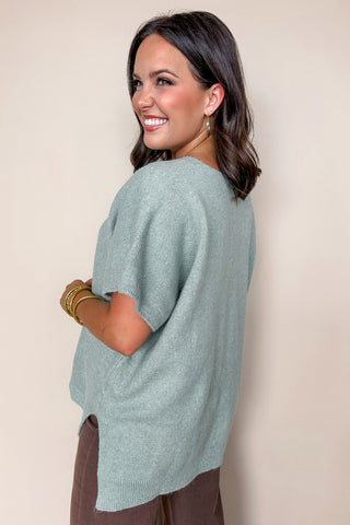 Driftwood Days Boxy Short Sleeve Knit Sweater Top