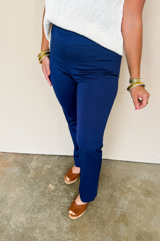 Dear Scarlett Magic Straight Slim Pants In Navy