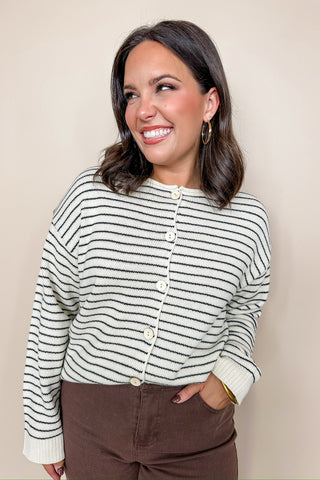 Sweater Weather Cream and Black Cardigan