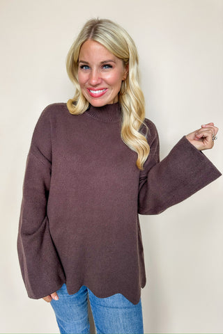 Dark Roast Brown Crew Neck Sweater Top