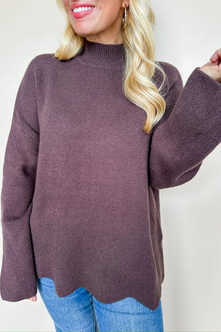 Dark Roast Brown Crew Neck Sweater Top