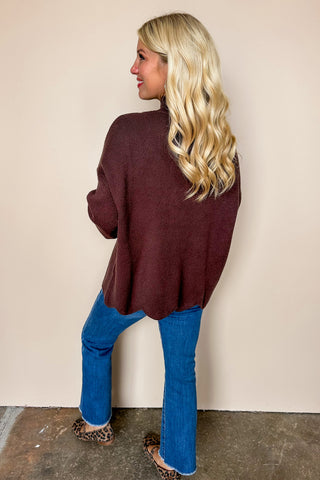Dark Roast Brown Crew Neck Sweater Top