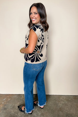 Purely Confident Cream & Black Mock Neck Sweater