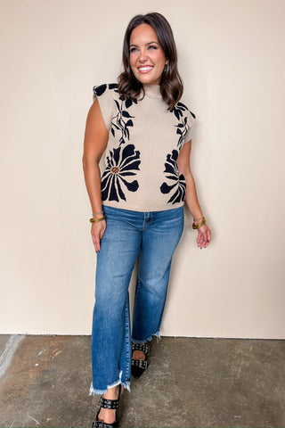 Purely Confident Cream & Black Mock Neck Sweater