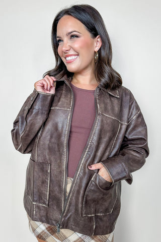 Classic Oversized Leather Jacket