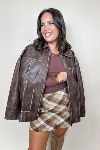 Classic Oversized Leather Jacket